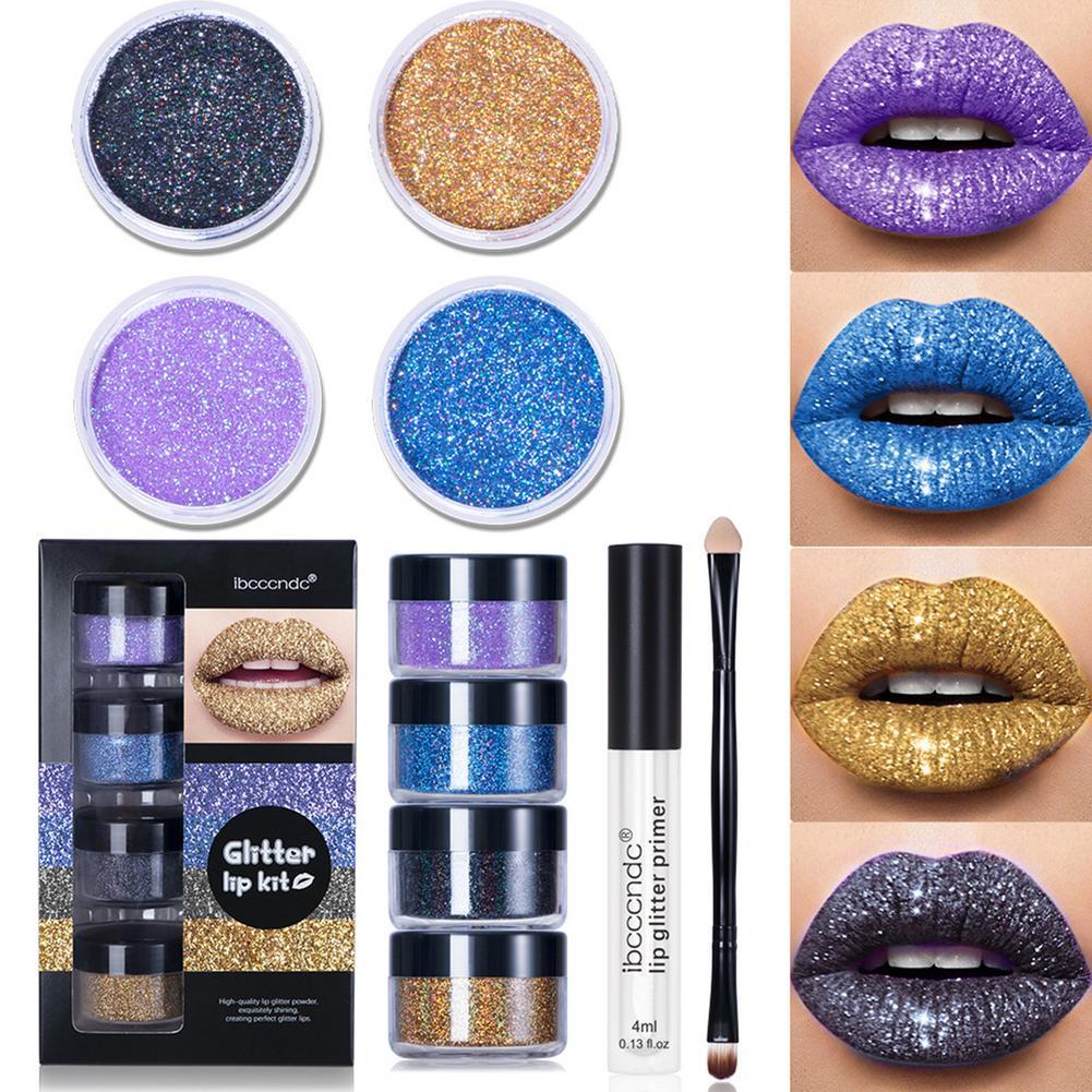 Glitter Diamond Lip Gloss With Lip Primer ,Glitter & Application Brush