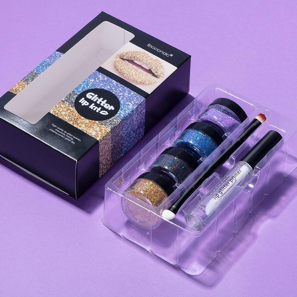 Glitter Diamond Lip Gloss With Lip Primer ,Glitter & Application Brush