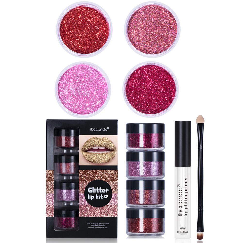 Glitter Diamond Lip Gloss With Lip Primer ,Glitter & Application Brush